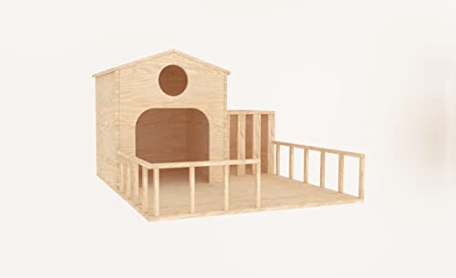 Generiq Kaninchenhaus mit Veranda und Futterstall, Versteck für kleine Tiere, Spielhaus, Spielzeug von Generiq