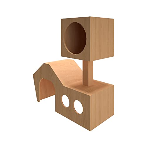 Generiq Katzenhaus mit zwei Etagen, Versteck für Spielzeug, Möbelzubehör (braun) von Generiq