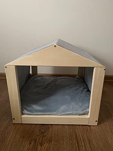 Generiq Katzenhüttenhaus Bett mit Matratze, herausnehmbares Kissen, stilvolles Katzen- und Kleinhüttenhaus, Katzenhöhle - weicher Samtstoff, benutzerdefiniert von Generiq