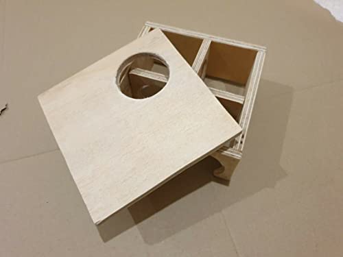 Generiq Kleines Labyrinth-Versteck aus Holz, 15,2 x 15,2 cm, mit Deckel, für Kleintiere, Nager, Versteck von Generiq
