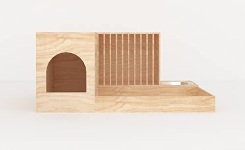 Hasenhaus aus Holz mit Futterstation und Trinkstation Kleintierstall Spielhaus von Generiq