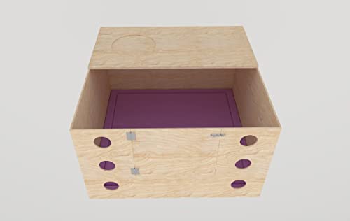 Entwöhnungsbox aus Holz für Katzen mit gesicherter Eingangstür und Löchern, faltbare Tür oben, Geburtsbett, Welfkasten, Kätzchenbox von Generiq