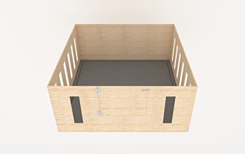 Quadratische Form mit Schienen auf beiden Seiten Holz Whelping Entwöhnungsbox für Hunde, Entwöhnungsbox, Geburtsbett, Welpenbox, Welpenbox, Hundehütte von Generiq