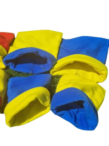 Wendbarer Kuschelsack für kleine Tiere, Meerschweinchen, Igel, Ratten, Drachen, Haustier (Einzelbett blau fl/gelb fl.) von Generiq