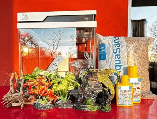 Aquarium-Set, komplett, automatisch, 20 l, mit Boden, Dekorationen, Pflanzen, Substrat und Starterprodukten, Komplettpaket hergestellt in Frankreich von Générique