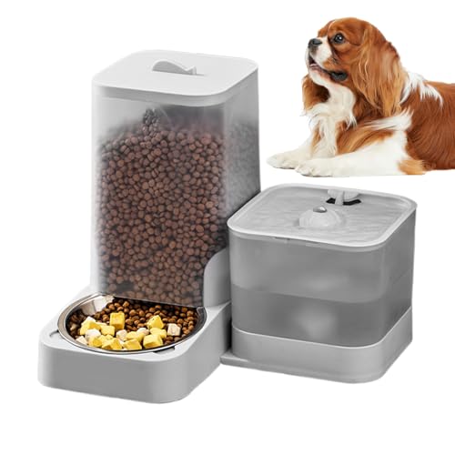 Automatischer Futterspender für Tiere, Futter- und Wasserspender für Katzen mit Schüssel aus Edelstahl, großer Behälter mit Schüssel aus Edelstahl und Zubehör von Générique