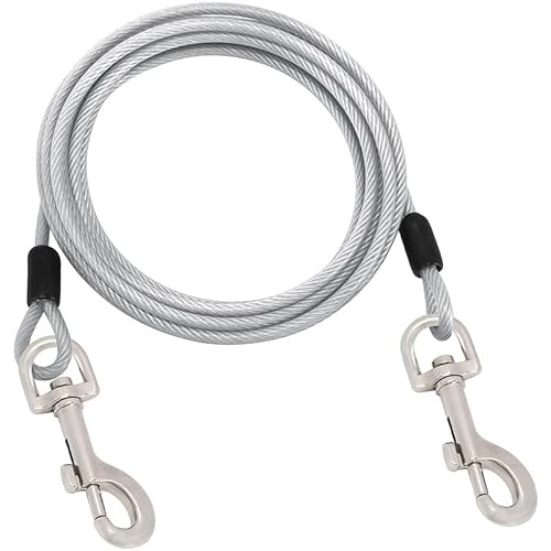 Befestigungskabel für Hunde, 3 m, für starke Hunde | robustes Laufkabel für Hunde bis zu 250 Pfund | Lauflinie für Hunde für Outdoor, Hof, Camping (Silber, 300 cm) von Générique
