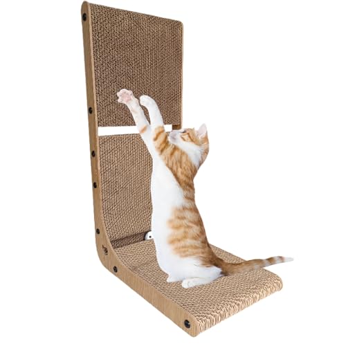 Cat Bratching Board | Cat Scratting Cardboard L-Shape | Cat Scratching Post mit integrierten Catnip-Spielzeugbällen für Kätzchen, Katzen, Innenräume, kleine Haustiere, entspannend Cat Bratching Board | Cat Scratting Cardboard L-Shape | Cat Scratching Post mit integrierten Catnip-Spielzeugbällen für Kätzchen, Katzen, Innenräume, kleine Haustiere, entspannend von Générique