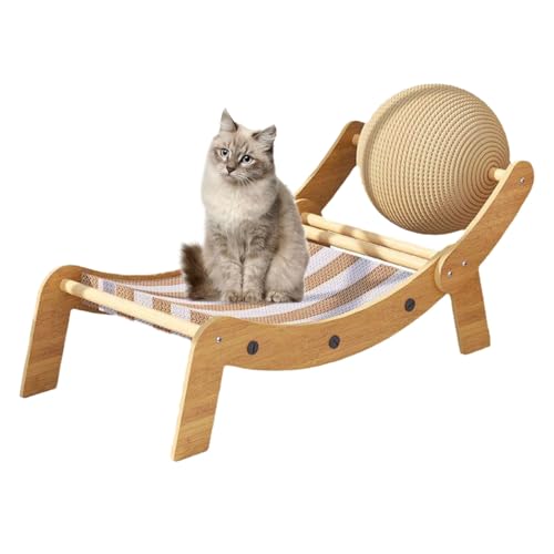 Cat Lounger | Cat Hammock Bed Scratcher with Toy Ball | Corrugated Pet Furniture for Bsoredom Relief Bsalcony Indoor Outdoor Sunbathing Beach von Générique