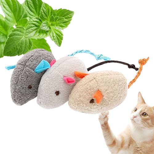 Catnip Maus aus Plüsch, Katzenspielzeug, bunt, gefüllt, 3 x Cartoon-Mice, lustiges bewegliches Tier für kleine mittelgroße Katzen Catnip Maus aus Plüsch, Katzenspielzeug, bunt, gefüllt, 3 x Cartoon-Mice, lustiges bewegliches Tier für kleine mittelgroße Katzen von Générique