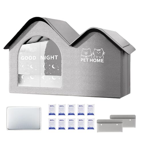 Cooling Cat House, faltbar, wetterfest, 17,72 x 13,78 x 14,57 Zoll, leicht, isoliert, tragbar, Haustierzelt für Apartment Balcony Travel Use, Blau Grau von Générique