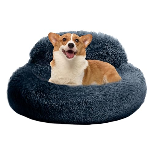 Donut-Bett für Hunde – rundes Kissen, bequem, mit Rand, erhöht, rutschfest, Nachtruhe, Nickerchen, Entspannung, flauschiger Teppich, weich, für Schlafzimmer, Schlafen, Haustiere, Haus, Innenbereich von Générique