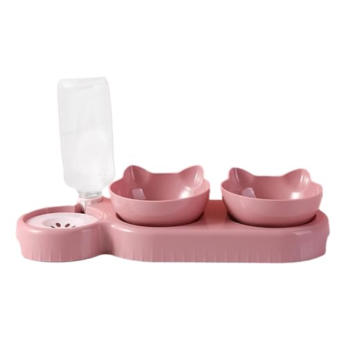 Futternapf für Haustiere, Polystyrol, Doppelnapf für Katzen, erhöht, Wasserflasche 500 ml, Schüsseln für Katzen, 15 ° geneigt, automatischer Wasserspender, 2 Stück von Générique