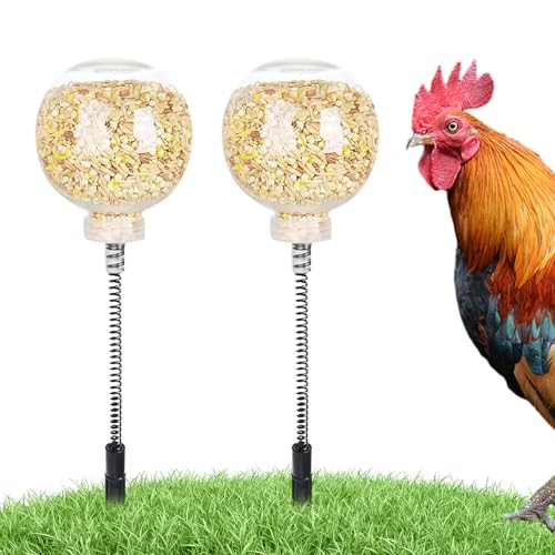 Futterspender für Hühner, 2 Stück, mit Spieß, wiederaufladbar, mobil, für Hühnerstall, Garten Futterspender für Hühner, 2 Stück, mit Spieß, wiederaufladbar, mobil, für Hühnerstall, Garten von Générique