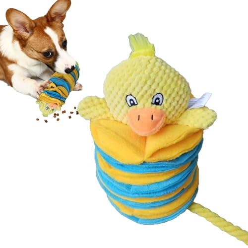 Générique Chew Toys, Little Yellow Duck Plush Pillow, 5,91 x 5,91 x 9,84 Zoll Slow Feeder Functionality, Interactive Feeder Snuffle Ball für Aggressive Chewers & Kognitive Bereicherung von Générique