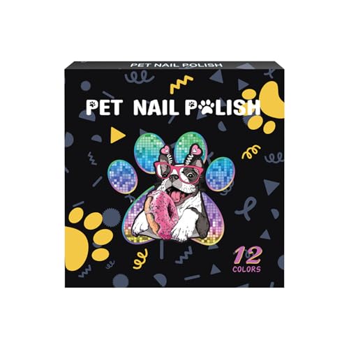Générique Dog Nail Polish, 12 Farben, Quick-Dry Puppy Nail Polish, wasserfest, farbecht, sichere und freundliche Formel für kleine Tiere, ideal zum Grooming Supplies Puppies Akittens von Générique