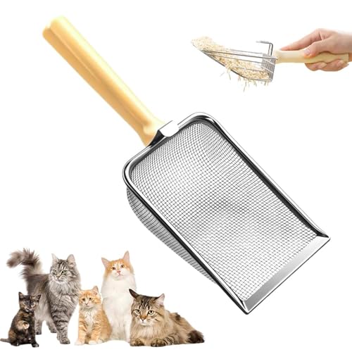 Générique Katzenstreuschaufel, Katzenstreuschaufel mit Holzgriff, Schaufel für Katzenstreu, langlebig, einfache Reinigung für Kätzchen und Kaninchen (A) von Générique