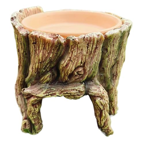 Générique Reptilienhöhle mit Wasserschale, Barbu-Drachenhöhle, Trunk Design Humidity Reptile Eliting Dish House | Snake Food Bowl Feeder für Lizard Gecko von Générique