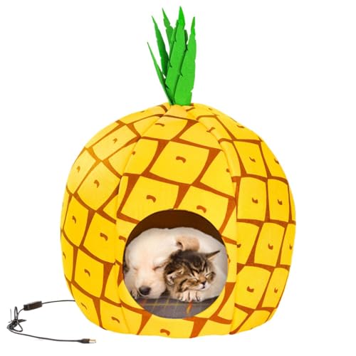 Geschlossenes Katzenbett mit Heizung, beheizte Katzenhöhlen, beheiztes Haustierbett mit einstellbarer Temperatur und Timer – bequemes Zuhause mit USB-Anschluss, Katzenhaus von Générique