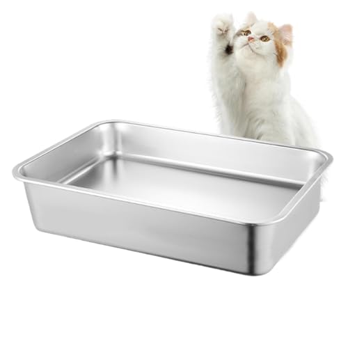 Große Katzentoilette für große Katzen, Katzentoilette aus Metall für Katzen – Antihaft-Katzentoilette für Katzen, große Katzentoilette mit Spritzschutz für große und kleine Katzen Große Katzentoilette für große Katzen, Katzentoilette aus Metall für Katzen – Antihaft-Katzentoilette für Katzen, große Katzentoilette mit Spritzschutz für große und kleine Katzen von Générique