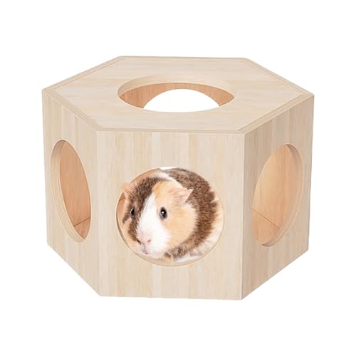 Hamster Hide Out aus Holz – Haus für kleine Tiere | Käfigzubehör für kleine Tiere, Labyrinth-Dekoration, Rennmäuse, Mäuse, Chinchillas, Meerschweinchen von Générique