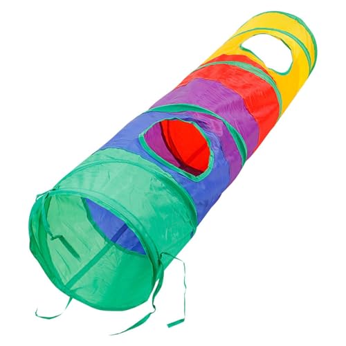 Interaktiver Katzentunnel – faltbares Haustierrohr, regenbogenfarben, kratzfest | Spielen Sie einen Tunnel für Kätzchen, Welpen und Kaninchen, ansprechendes Spielzeug, tragbar und langlebig von Générique