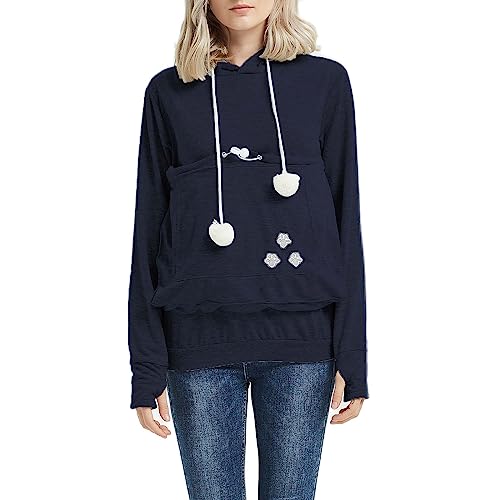 Kapuzenpullover für Haustiere, Herbst und Winter, locker, große Tasche für Damen, koreanischer Pullover (Hellblau, XL) von Générique