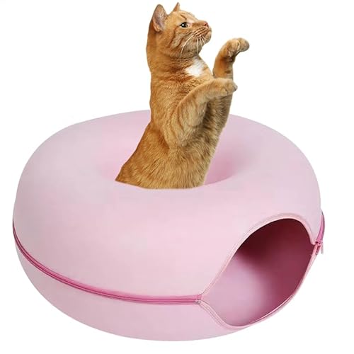 Katzen-Tunnel für Katzen, für den Innenbereich, Tunnel in Donut-Form für Katzen | rundes Bett aus Filz, atmungsaktiv, Höhle für | Tunnel aus Donut für wiederverwendbar, Höhlen von Générique