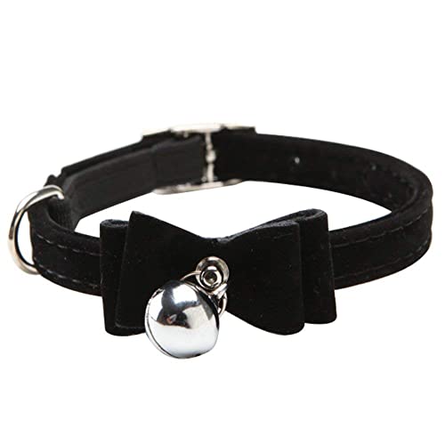 Katzenhalsband, Sicherheitsfliege aus Velours, Fliege mit Glöckchen, schwarz, 1 Stück, praktisch und praktisch von Générique