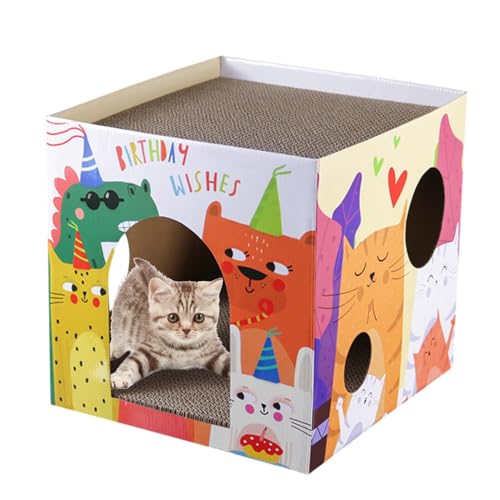 Katzenhaus aus Karton – vertikales Kratzbrett mit doppelter Schicht | Spielhaus für Haustiere mit abnehmbarem Kratzbrett für Kätzchen, Hamster, Chinchillas und Kaninchen Katzenhaus aus Karton – vertikales Kratzbrett mit doppelter Schicht | Spielhaus für Haustiere mit abnehmbarem Kratzbrett für Kätzchen, Hamster, Chinchillas und Kaninchen von Générique