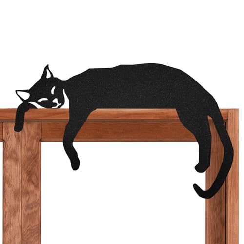 Katzentür-Eckdekoration, Katzentürrahmen-Dekoration | Schwarze schlafende Katze Haustürschild – Cartoon-Katze Türecke und Fensterbank, Dekoration von Générique