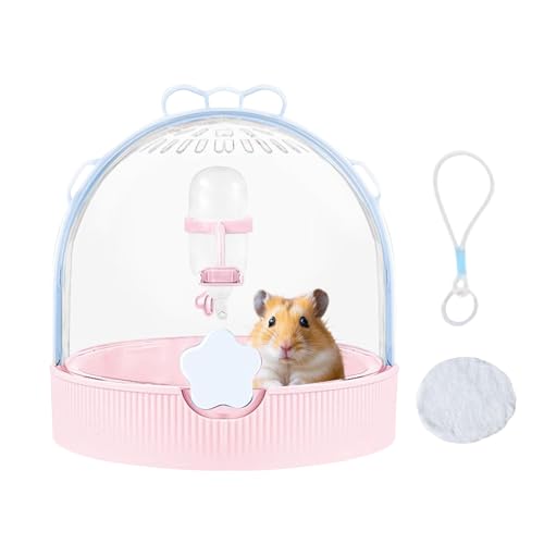 __PLACEHOLDER_BRAND_0__ Kleiner Hamsterkäfig – 7,17 x 7,09 Zoll tragbarer Reisekoffer für sicheren Transport, klare Oberseite mit Wasserflasche, belüfteter Lebensraum für Hedgehog Gerbil Mice Bunny von Générique