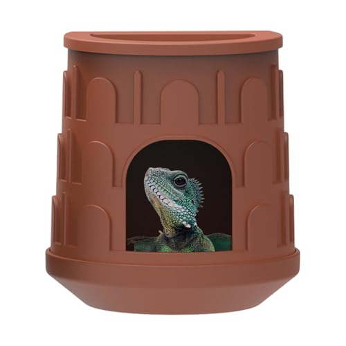 Reptile Hide Cave Leopard Gecko Hiding Place Top Food Water Basin Removable Easy-to-Clean Landscape Ornament for Tank Enclosure Terrarium, Sturdy, Compact, Suitable for Reptiles von Générique