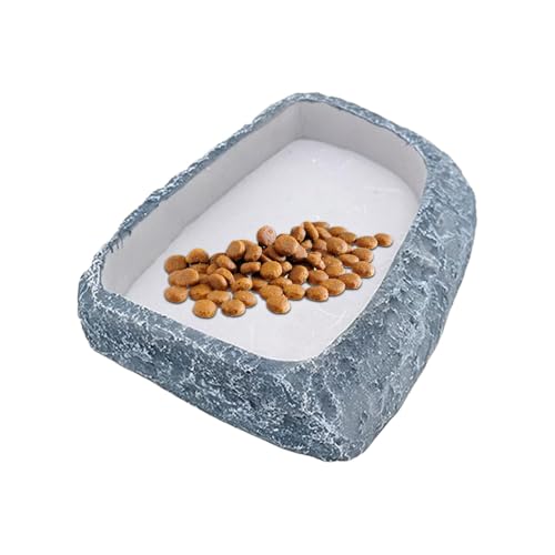 Reptile Water Dish, Terrarium Feeding Bowl, Resin Pet Feeder, Natural Rock Design & Durable for Schildkröte, Gecko, Bearded Dragon, Snake, Frog, Small & Large Size von Générique