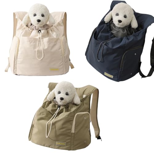 Rucksack mit Belüftung für Hunde und Katzen, verstellbar, 3 Farben (Beige, Marineblau, Olivgrün) – Multifunktionaler Tierhalter vorne/hinten, Tablet-Tasche, leicht für Wandern, Reisen von Générique