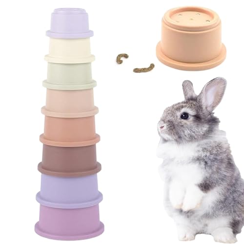 Stapelbare Trinkbecher für Kaninchen, stapelbare Becher für Kleintiere, 8 Stück, buntes Nist-Spielzeug, Snackbecher, Anreicherungsspielzeug für Kaninchen, Hamster, Kaninchen, Hamster, von Générique