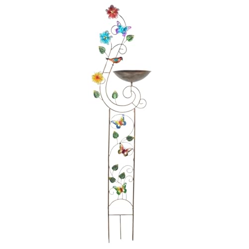 Tall Bird Bath, Standing Water Feeder mit Pflanzenstake, 56,3 x 14,17 x 8,86 Zoll, künstlerische Gartendekoration, wetterfest, ideal für Hof, Lawn, Terrasse, Garten von Générique