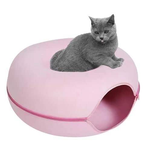 Tunnel für Katzenbett, Tunnel in Donut-Form für Katzen | rundes Katzenbett aus Filz, kratzfest, abnehmbare Tunnel | Tunnel mit Reißverschluss für Katzenspielzeug, wiederverwendbar von Générique