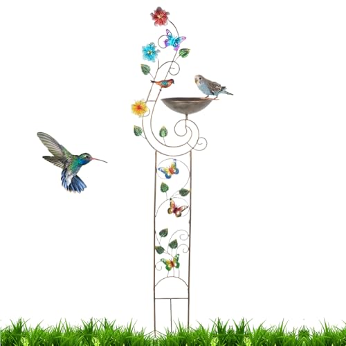 Unabhängige Vogeltränke – Wasserstation für den Außenbereich, Kunst-Dekoration | Vogelfutterhaus für den Garten mit Erdspieß, freistehende dekorative Wasserschale, Merkmal des Heiligtums D von Générique