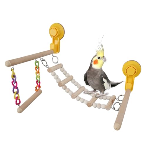 Vogelstange - Holzschaukel für Papageien, Spielplattform mit Leiter, Interaktives Spielzeug | Spielplatzzubehör für kleine und mittlere Vögel, Wellensittiche, Aras, Kakato Vogelstange - Holzschaukel für Papageien, Spielplattform mit Leiter, Interaktives Spielzeug | Spielplatzzubehör für kleine und mittlere Vögel, Wellensittiche, Aras, Kakato von Générique