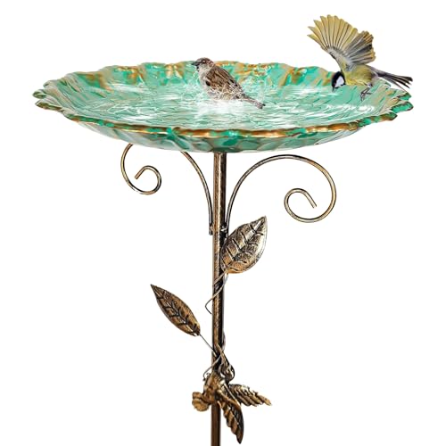 Vogeltränke aus Kunstharz aus Kunststoff – Vogeltränke für den Garten, traditionell, Ornament | Yard Birdfeeder | Dekoration für stehende Schüsseln aus Metall, höhenverstellbar, frostfest von Générique