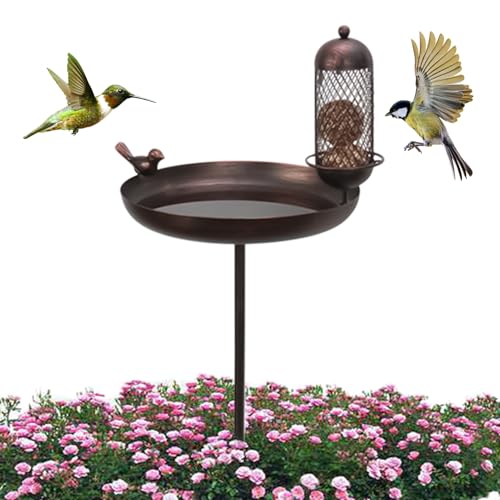 Vogeltränke für Garten, Vogeltränke, für den Außenbereich, mit Ständer und Futternapf, vielseitiges Becken, für Garten, Terrasse, Bauernhof, Einfahrt von Générique