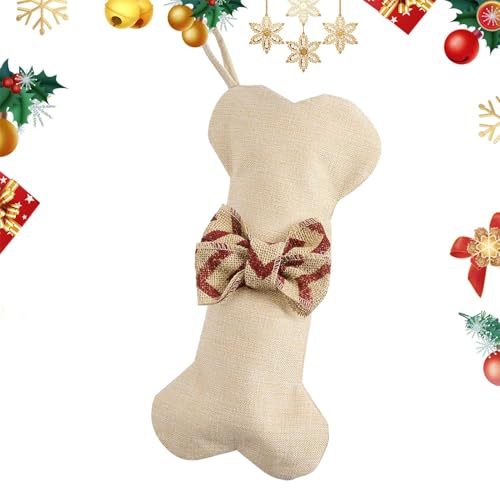 Weihnachtsstrümpfe für Hunde, Weihnachtsstrümpfe – Niedliche Weihnachtsstrümpfe mit Fliege, Knochenstrümpfe für Hunde, Vintage-Weihnachtsstrümpfe für Haustiere, Snacks, Haustiere für Hunde von Générique