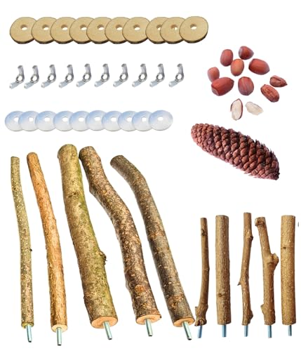 10 Sitzstangen Natur Vögel Vogel Set Zubehör 5X 26cm, 5X 15 cm, 1 Fichten Zapfen,10 Haselnüsse Sitzhilfe Spielzeug Käfig Vogelstange Vogelsitzstangen Wellensittich Nymphensittich Kanarienvogel 10 Sitzstangen Natur Vögel Vogel Set Zubehör 5X 26cm, 5X 15 cm, 1 Fichten Zapfen,10 Haselnüsse Sitzhilfe Spielzeug Käfig Vogelstange Vogelsitzstangen Wellensittich Nymphensittich Kanarienvogel von Generisch