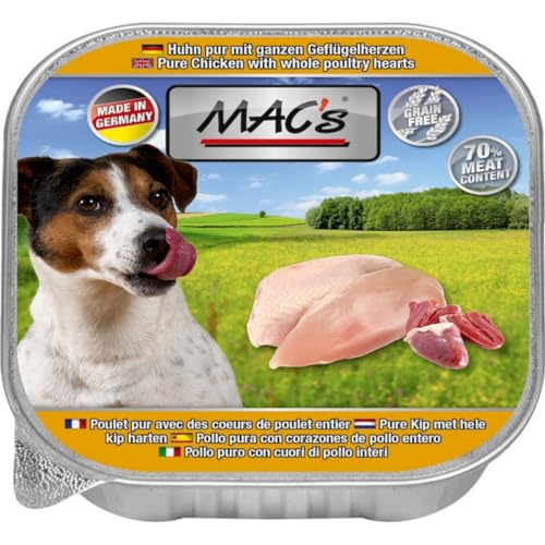 10 x MACs Dog Huhn pur mit Hühnerherzen 150g von Generisch