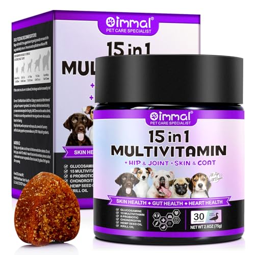15 in 1 Dog Multivitamin Treats, zur Unterstützung der Gesundheit - Haut, Hüfte und Gelenke, Darmgesundheit, Multivitamin-Kautabletten für Hunde Aller Rassen (30 Kauartikel mit Entengeschmack) von Generisch