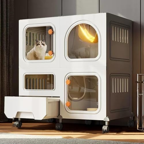 2 Etagen Katzenlaufstall mit Rädern, DIY Katzenkäfig Gehege und Katzentoilette, Faltbare Metalldrahtkiste für Indoor-Katzen 2 Etagen Katzenlaufstall mit Rädern, DIY Katzenkäfig Gehege und Katzentoilette, Faltbare Metalldrahtkiste für Indoor-Katzen von Generisch
