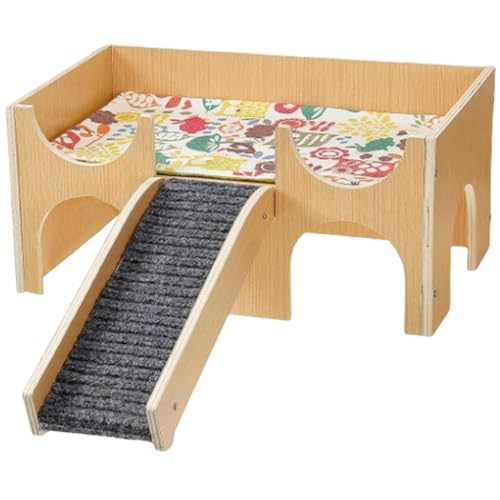 2-Layer Pet Animal Hideouts Habitat, Gerbil House - Wood Mice Habitat with Climbing Ladder, for Exercise Activity Hedgehog Guinea Bunny Pet (A) von Generisch