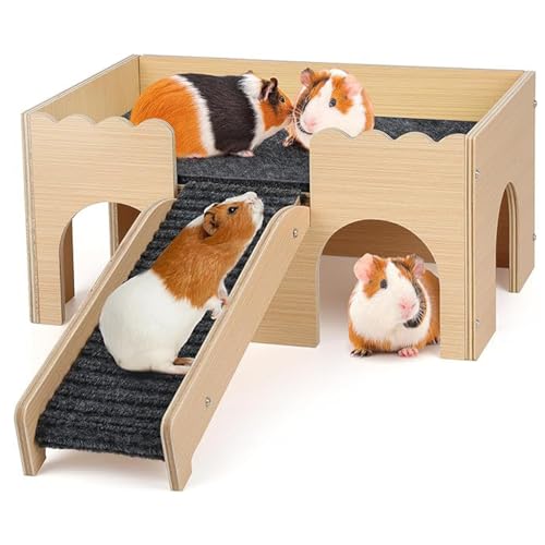 2-Layer Pet Animal Hideouts Habitat, Gerbil House - Wood Mice Habitat with Climbing Ladder, for Exercise Activity Hedgehog Guinea Bunny Pet (B) von Generisch