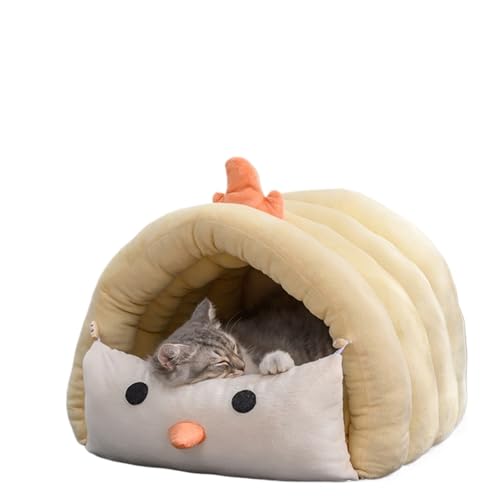 2-in-1-Dinosaurier-Haustier-Hundehaus, faltbar, für kleine Hunde, Bett, Winter, warm, Welpenunterlagen, Sofa, abnehmbar, Schlafhütte, Nest, Produkte (Küken, 38 x 37 x 29 cm) von Generisch